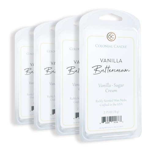 Colonial Candle Vanilla Buttercream Wax Melts Wax Melt Warmer Cubes Long Lasting Scented Wax Warmer Cubes 4 Pack 6 Cubes Each - Made in The USA