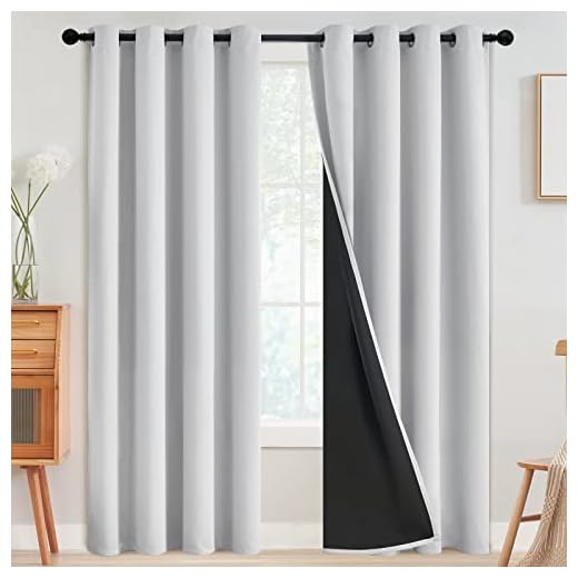 SimpleHome 100% Blackout Curtains for Bedroom,Thermal Insulated Grommet Window Drapes Room Darkening White Curtains for Living Room with Black Back,52 x 84 Inch,2 Panels