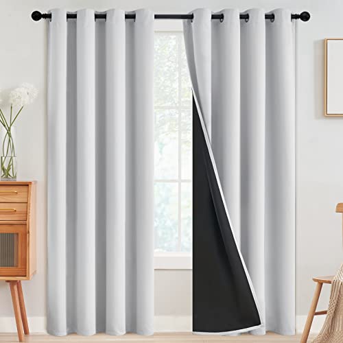 Image of SimpleHome White 100% Blackout Curtains Room Darkening Living Room 84 Inch