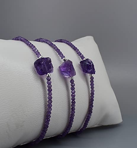 GEMPIRES Amethyst Beaded Bracelet with Raw Stone #TOP25