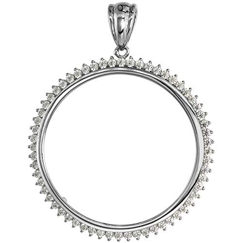 Sterling Silver Cubic Zirconia Silver Dollar Bezel CZ Halo 38 mm Mexican Olympic Coins Prong Back Coin NOT Included2