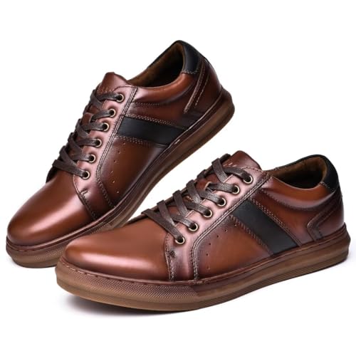 Image of Arkbird Casual Sneakers, Breathable Lace-Up Leather Walking Shoes Comfortable Fashion Sneakers for Men Daily Work
