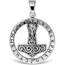 WithLoveSilver 925 Sterling Silver Viking Amulet Norse Warrior Hammer of Thor Mjolnir Pendant