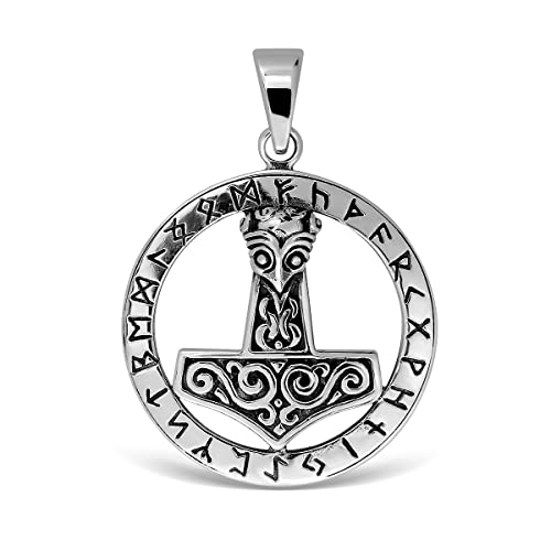 WithLoveSilver de plata de ley Viking amuleto nórdico Warrior martillo de Thor Mjolnir colgante