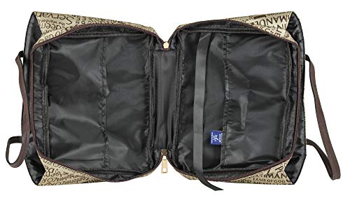 Dicksons Brown Purse Fashion Jacquard Fabric Zippered Bible Cover Case With Shoulder Carry Handles, X-Large #TOP4
