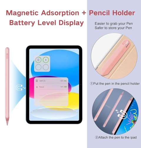 Stylus Pen for iPad 2018-2025 with Palm Rejection, Apple Pencil for Pad11th/10th/9th/8th/7th/6th Gen, iPad Pro 11/12.9 inch, New iPad Air 2025 11&13-inch(M3/2) /5th/4th/3th Gen, iPad mini 6th/5th