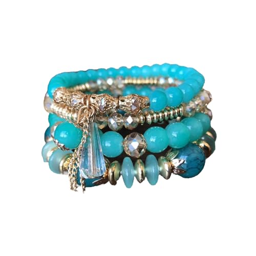 SBHXTDM Bracelets de déclaration Multicouches, Perles décoratives, empilables, bohème, pour fêtes, Vacances, Usage Quotidien