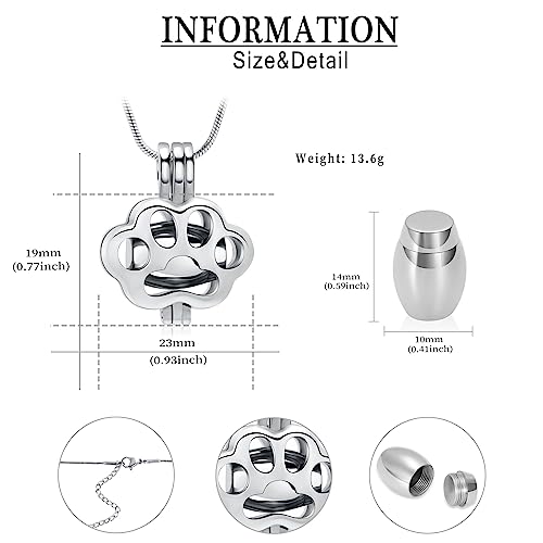QGJNSGC Pet Cremation Jewelry for Ashes for Dog Cat Paw Print Memorial Locket Urn Necklace with Mini Case Keepsake Cremation Jewelry for Women/Men - Image 2
