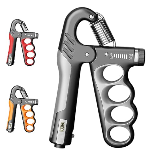 Adjustable Hand Grip Trainer with Electronic Counting, 2025 New Grip Strength Trainer 5-100KG/11-220LB Adjustable Hand Gripper Strengthener Forearm Exerciser for Adults Training Strength (Grey)