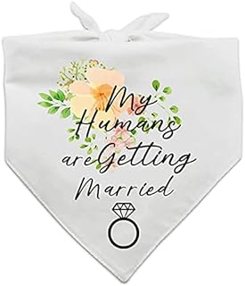 Dog Bandanas My Humans are Getting Married Pet Bandanas Dog Wedding Bandana Wedding Pet Dog Bandana Scarf with Elegant Flower Leaves Diamond Patterns for Dogs Cats Lovers