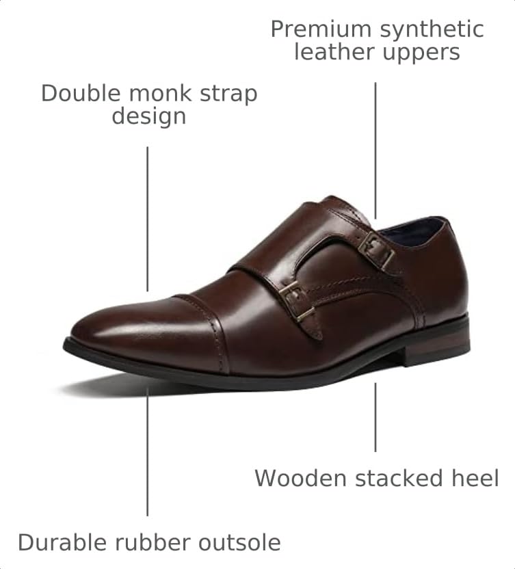 Image of Bruno Marc Men's Dress Loafer Shoes Monk Strap Slip On Loafers
