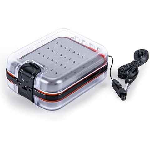 UNYLE Fly Boxes For Fly Fishing Jig Box: Waterproof Fly Fishing Box Easy Grip Foam Jig Fly Fishing Tackle Box 3.9 * 3.1 * 1.4 Inch Type C Cover