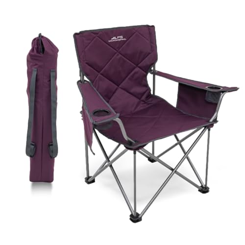 ALPS Mountaineering King Kong Camping Chairs for Adults with Mesh Cup Holders and Pockets, Built Durable and Reliable with Compact Foldable Steel Frame, Eggplant