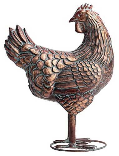Clyb Antique Copper Rooster Statue, Garden Sculptures & Statues, Set Of 2 Metal Chicken Decor, Garden Sculpture For Outdoors, Lawn Hen Art Ornaments For Backyard, Patio, Kitchen And Home Decoration #TOP4