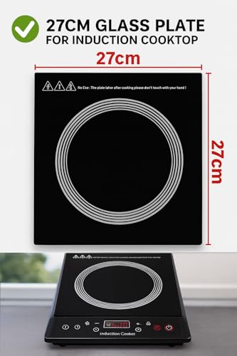 Image of J K b K - Induction Cooker Glass Plate - Shape : Square - Size : 27 x 27 cm Colour /Design May Vary