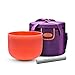 TOPFUND Singing Bowls D Note Crystal Singing Bowl Sacral Orange Color 10 inch (O-Ring and Mallet Included)