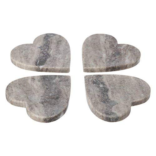 Shalinindia Handmade Love Heart Shape Marble Stone Tea Coasters Set Of 4 For Drink Size- 4X4X0.75 Inch Cocktail Coffee Dinning Table- Artisan Crafted In India (Brown Galaxy) #TOP3