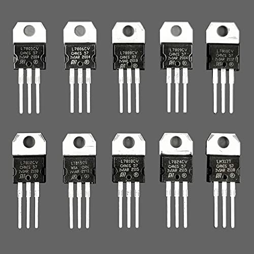 Eeeee 10 Values 50 Pcs Linear Voltage Regulator Positive External Voltage Kit Lm317 L7805 L7806 L7808 L7809 L7810 L7812 L7815 L7818 L7824 To-220 Package Adjustable Voltage Regulator Assortment Kit #TOP2