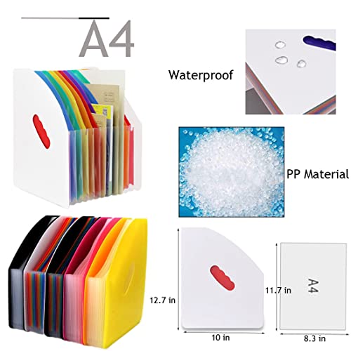 Lemical Desktop Expanding File Holder 13 Rainbow Pockets Portable File Folder A4 File Organizer Self Standing Accordion Document Storage Box High Capacity Filling For Home & Office & School #TOP2
