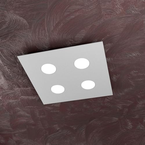 Plafonnier LED carré gris en métal de 40 cm pour plafond bas