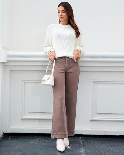 luvamia Wide Leg Jeans for Women Trendy High Waisted Double Side Seams Stretchy Denim Pants Trouser Jeans with Pockets
