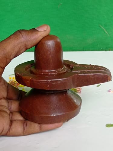 Image of Akhand Shivling Natural & Original Narmada Stone Shivling, Narmadeshwar 4 x 4 Inch for Worship at Home (Brown)