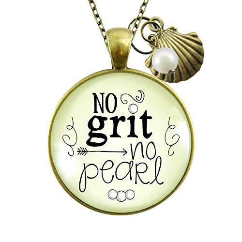 No Grit No Pearl Strength Necklace Southern Inspired Saying Jewelry 24" #TOP1