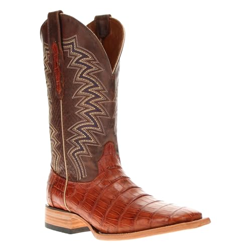 Image of Vaccari Men's Navarro Genuine Alligator Tail Leather Broad Square Toe Cowboy Boots