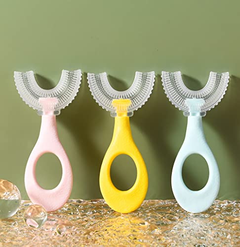 Cukeyouz 3 Pack Kids U Shaped Toothbrush With Silicone Brush Head,360 U-Shaped Toothbrush Manual U Shaped Toothbrush For Children Training Teeth Cleaning (Ages 2-12) #TOP6