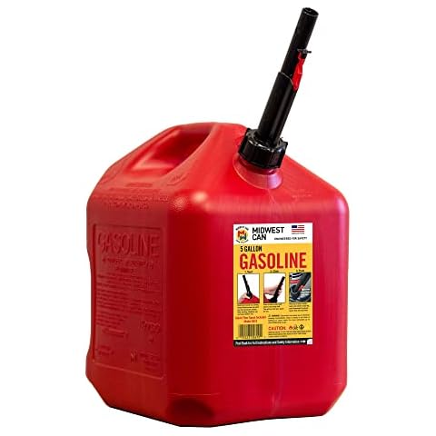 Midwest Can Company 5 Gallon No Spill Gas Can, Red Cover