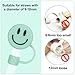 Whaline 6Pcs Smile Face Straw Covers Pink Green Silicone Reusable Round Straw Topper Gradient Color Double Sided Pattern Straws Tips Covers 10mm 0.4 Inch for 30 & 40 OZ Tumbler with Handle