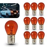 Opuweiy 1156 Light Bulb, 10 PCS Turn Signal Bulb, P21W S25 12V BA15S Halogen Bulb, Universal for Cars,Trucks,SUVs (Amber)