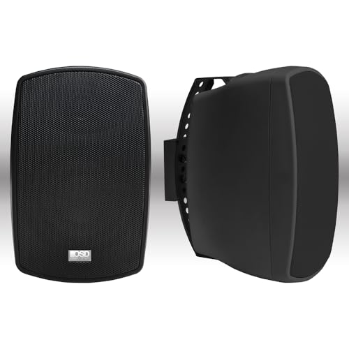 OSD Audio AP490 4' Outdoor Patio Speaker Pair, 60W RMS and 70V, IPX6 Weather Resistant, Full Motion Bracket, Black