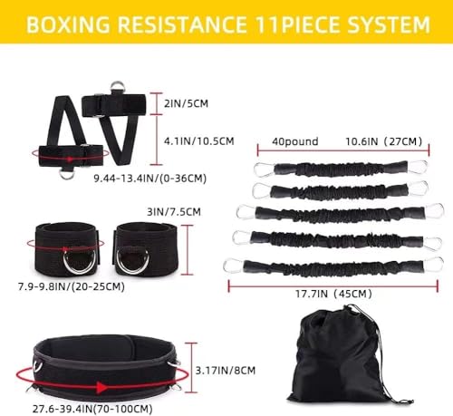 Ycendelion Boxing Resistance Bands, Leg Strength and Agility Speed Trainer for Men and Women Exercise Power Punch Pro with Belt, Ankle, Kicking Set for MMA