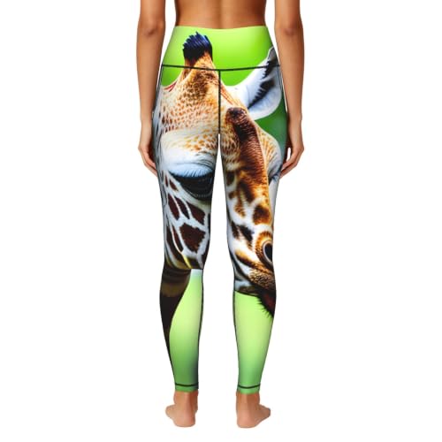 Leggings de jirafa con estampado animado y top deportivo cómodo 4