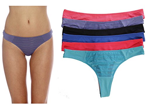 Just Intimates Thongs Underwear Panties for Women (Pack of 6)
