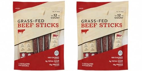 Grass-Fed Beef Sticks , High Protein Snack Sticks, Fully Cooked, No Antibiotics or Added Hormones ,Made from 100% grass-fed beef for rich flavor and premium quality , High protein snack perfect for energy on the go, work, travel, or workouts [ 27.6 OZ , 1.7 LB ]