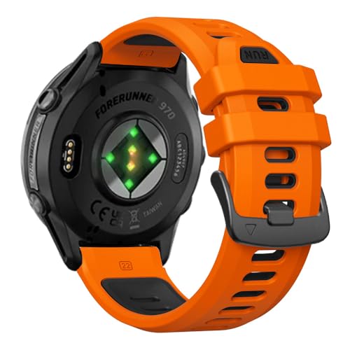 Garmin Forerunner 970/965/955/945/935�p 22mm �E�H�b�`�o���h - �\�t�g�V���R�������p�o���h �r���v�X�g���b�v Garmin Watch�p (�I�����W/�u���b�N)