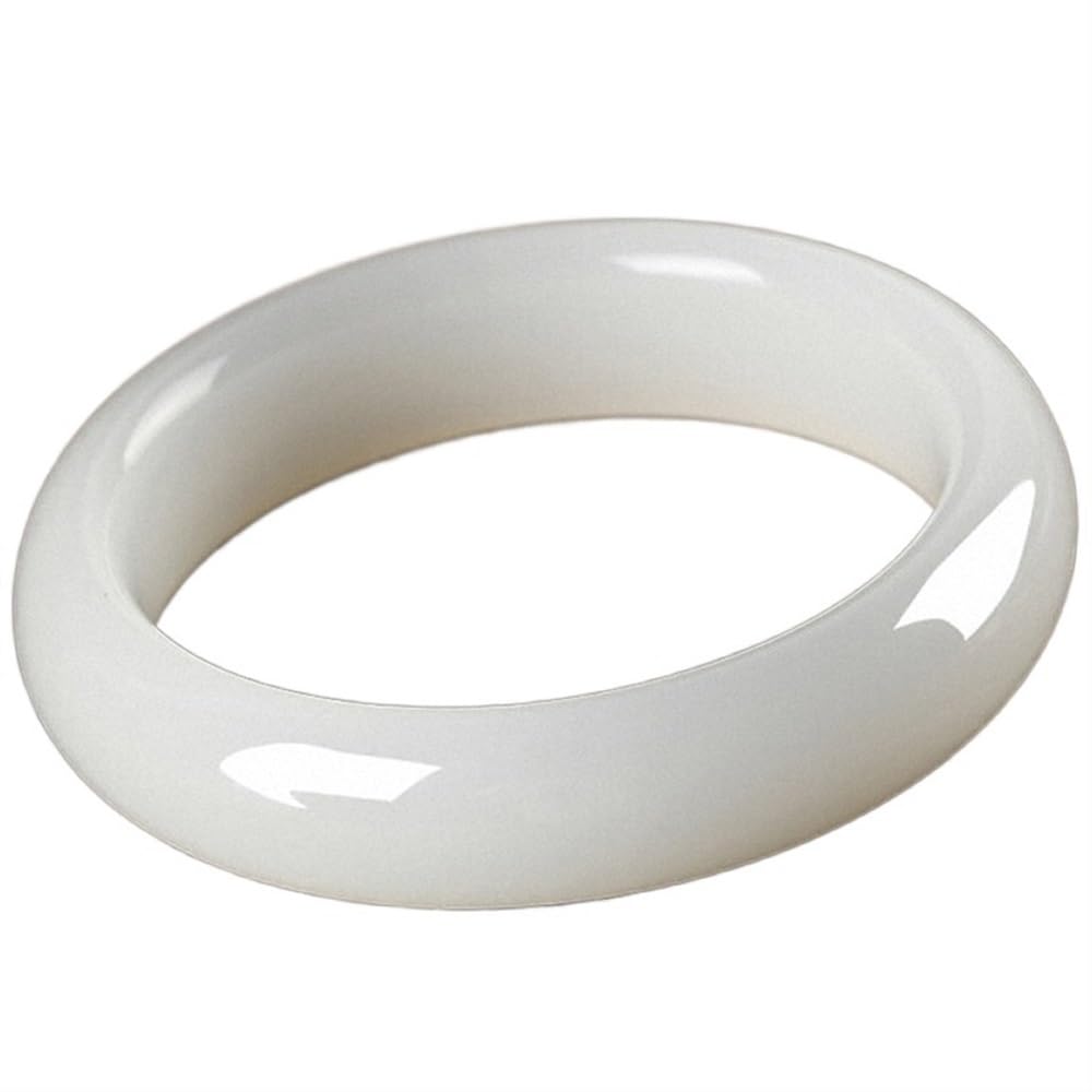 Bracelet porte-bonheur en jade naturel blanc pour femme : jonc authentique chinois Feng Shui