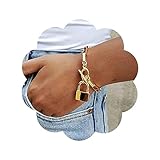 Aneneiceera Punk Gold Lock Pendant Bracelet Chunky Padlock Bracetlet OT Buckle Chain Bracelet Boho Paperclip Chain Bracelets Jewelry for Women