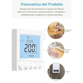 Termostato Digitale 220V da Incasso, Cronotermostato Settimanale con Tasti Manuali, Schermo LCD Retroilluminato, Per Caldaia a Gas, Installazione a Incasso Scatola 502 o 86x86mm