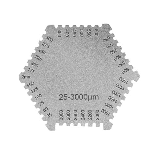 CENPEK 25-3000um Nassfilmkamm, Nassfilmmessgerät aus Edelstahl, hochpräzise sechseckige Nassfilmdickenmessgeräte zur Messung der Lackdicke