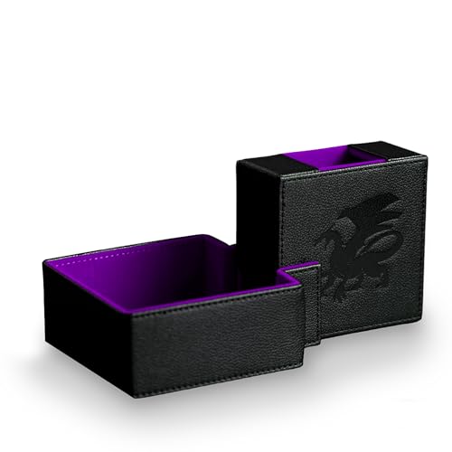 AKO DICE - Foldable Dice Tower and Dice Tray - Portable and Sturdy DND Dice Rolling Tray Tower - PU Leather Dice Case - Great Gift for Dragons and Dungeons, RPG, MTG and Tabletop Gaming - Purple