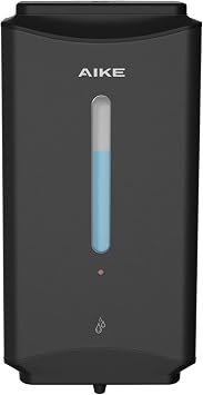 AIKE Automatic Soap Dispenser Commercial Wall Mounted Liquid Dispenser Matte Black Stainless Steel Finish 1100ml Large Capacity