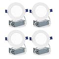 Meconard 4 Pack 4 Inch LED Recessed Ceiling Light with Junction Box, 2700K/3000K/3500K/4000K/5000K Selectable, 9W=75W 750LM, Dimmable Canless Downlights, ETL and Energy Star Listed