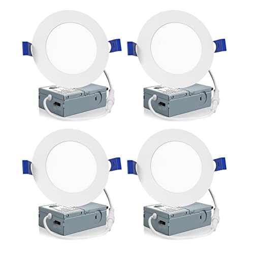 Meconard 4 Pack 4 Inch LED Recessed Ceiling Light with Junction Box, 2700K/3000K/3500K/4000K/5000K...