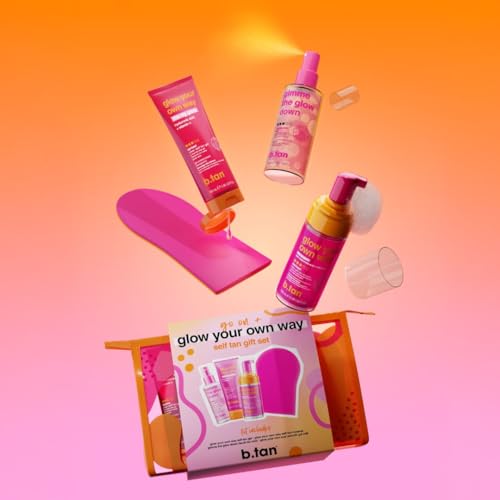 image for b.tan Clear Self Tanning Gel Travel Size Kit | Glow Your Own Way Gift 
