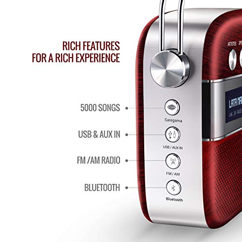 Image of Saregama Carvaan Premium - Portable Music Player with 5000 Preloaded Songs, FM /BT /AUX (Cherrywood Red)