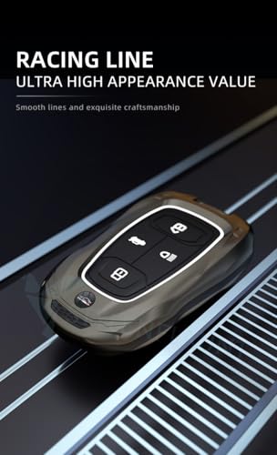 Image of Racer Metal Car Key Cover Compatible with Tata Safari, Nexon, Altroz, Harrier & Punch | 4 Button Smart Key Case | Premium Waterproof Silicone KeyShell with Keychain