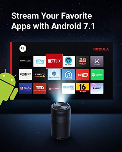 Image of Nebula Capsule, by Anker, Smart Wi-Fi Mini Projector, Black, 100 ANSI Lumen Portable Projector, 360 Speaker, Movie Projector, 100 Inch Picture, 4-Hour Video Playtime, Outdoor Projector-Watch Anywhere